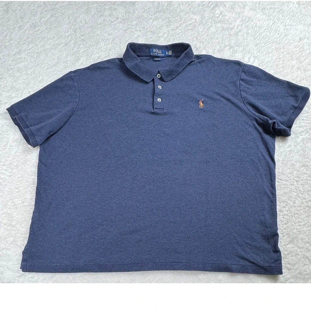 Polo‎ Ralph Lauren Mens XL Classic Navy Heather Polo Shirt Old Money Quiet Lux